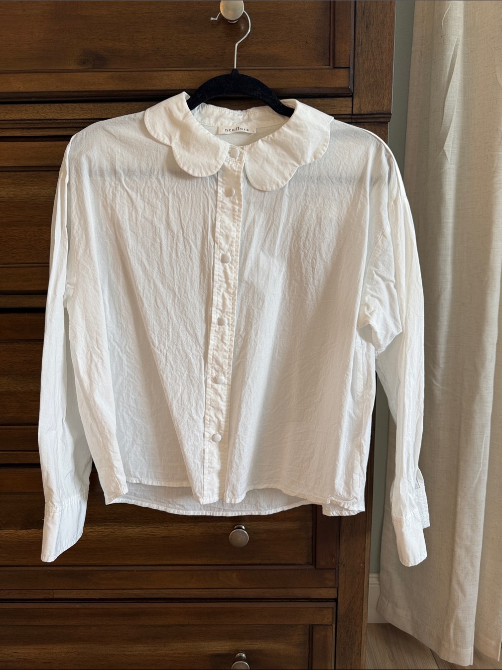 Neuflora White Peter Pan Collar Button-Down Shirt